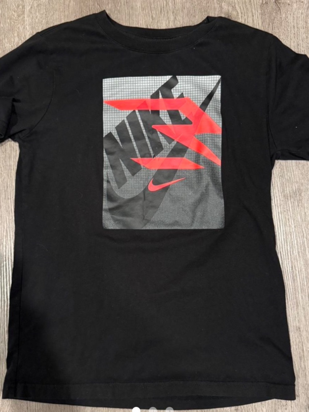 Nike Black Kids Graphic Tee with Red Accents